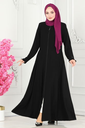 moda selvim ABAYA 2138EDM718 Black Crocodile - Thumbnail