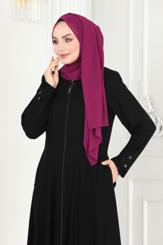 moda selvim Abaya 2138EDM718 Black - Thumbnail