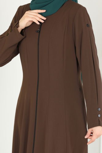 moda selvim Abaya 2138EDM718 Brown - Thumbnail