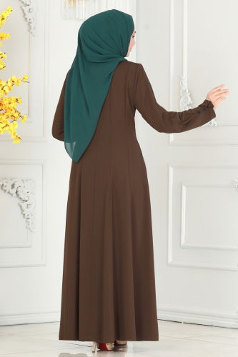 moda selvim Abaya 2138EDM718 Brown - Thumbnail