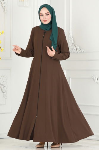 moda selvim Abaya 2138EDM718 Brown - Thumbnail