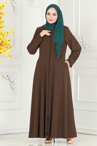 moda selvim ABAYA 2138EDM718 Coffee - Thumbnail