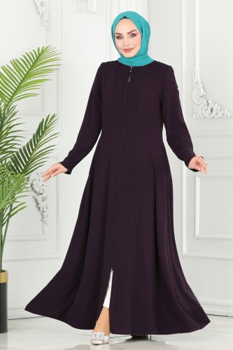 moda selvim Abaya 2138EDM718 Damson - Thumbnail