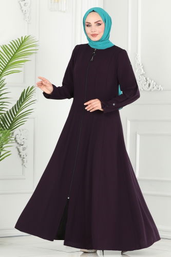 moda selvim Abaya 2138EDM718 Damson - Thumbnail