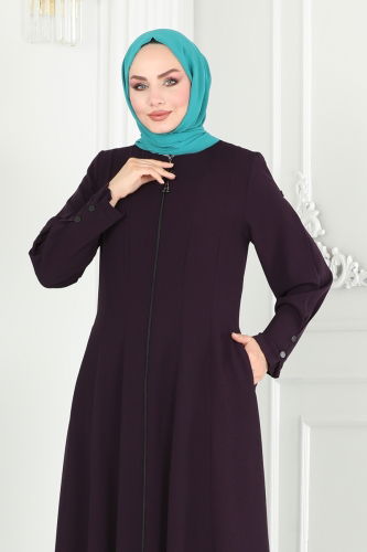 moda selvim Abaya 2138EDM718 Damson - Thumbnail