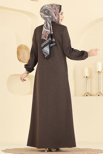 moda selvim عباءة بني 2154OZT1013 - Thumbnail
