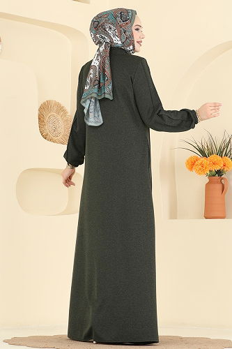 moda selvim Abaya 2154OZT1013 Khaki - Thumbnail