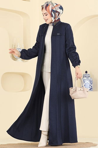 moda selvim Abaya 2154OZT1013 Navy Blue - Thumbnail
