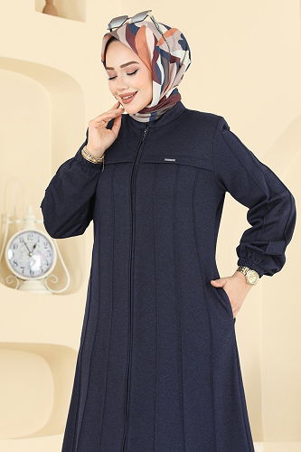 moda selvim عباءة كحلي 2154OZT1013 - Thumbnail