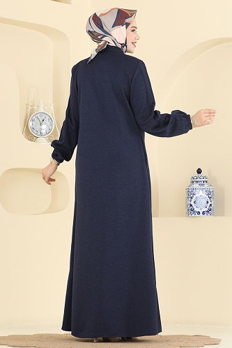 moda selvim عباءة كحلي 2154OZT1013 - Thumbnail