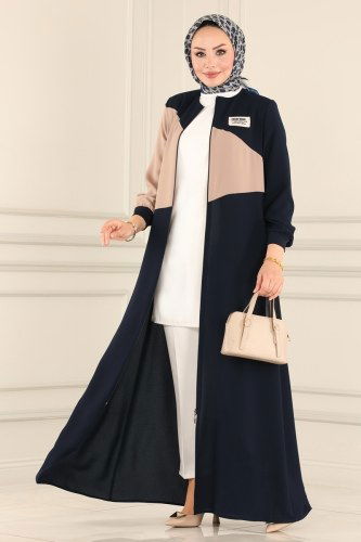 E.D.M. - Abaya 2171EDM718 Navy Blue & Mink Colored