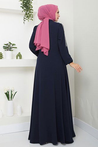 moda selvim Abaya 2195SL432 Navy Blue - Thumbnail