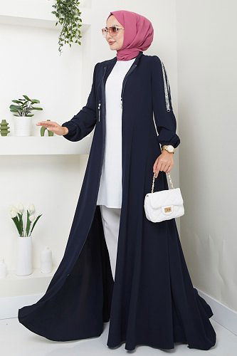 moda selvim Abaya 2195SL432 Navy Blue - Thumbnail