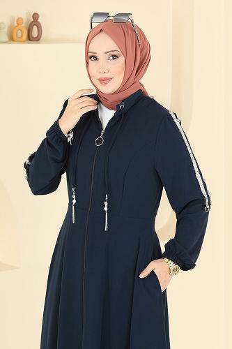 moda selvim عباءة كحلي 2195SL432 - Thumbnail