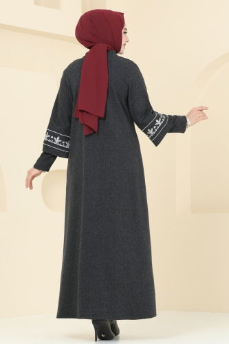 moda selvim Abaya 22027UKB139 Black - Thumbnail