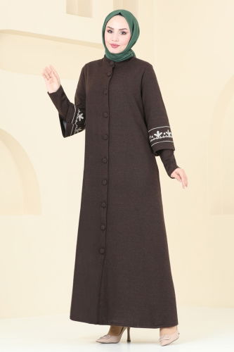 moda selvim Abaya 22027UKB139 Brown - Thumbnail