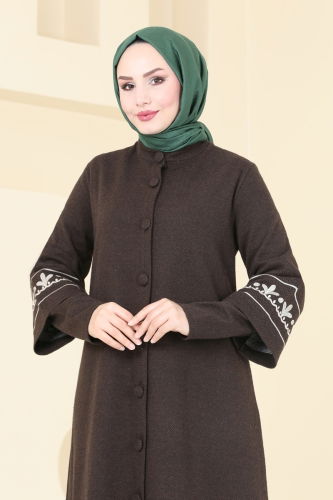 moda selvim Abaya 22027UKB139 Brown - Thumbnail