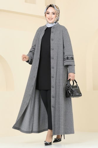 moda selvim Abaya 22027UKB139 Gray - Thumbnail