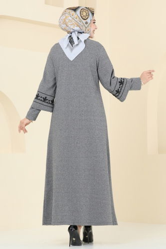 moda selvim Abaya 22027UKB139 Gray - Thumbnail