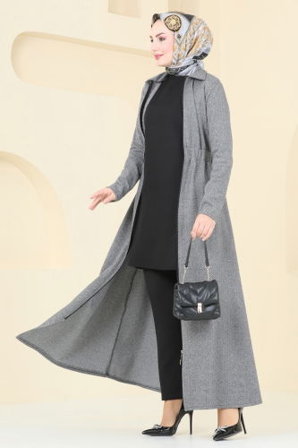 moda selvim Abaya 22029UKB139 Gray - Thumbnail