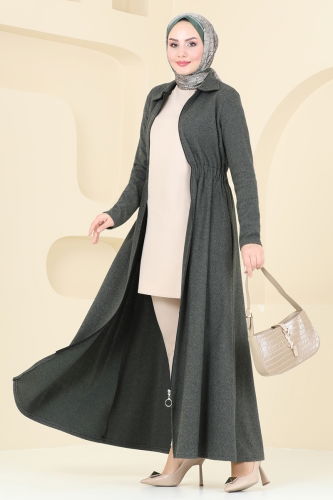 moda selvim Abaya 22029UKB139 Khaki - Thumbnail