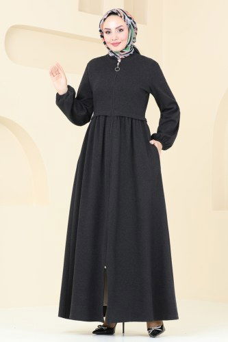 moda selvim Abaya 22031UKB139 Black - Thumbnail