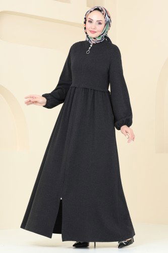 moda selvim Abaya 22031UKB139 Black - Thumbnail