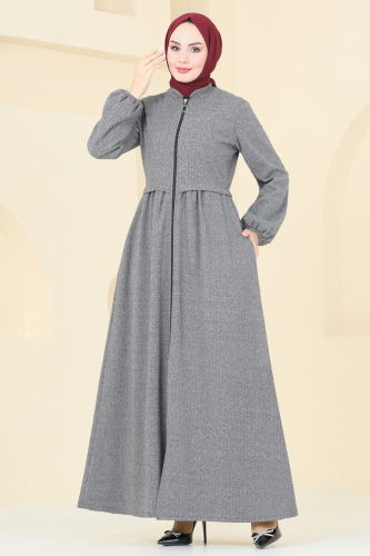 moda selvim Abaya 22031UKB139 Gray - Thumbnail