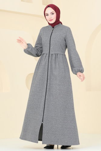 moda selvim Abaya 22031UKB139 Gray - Thumbnail