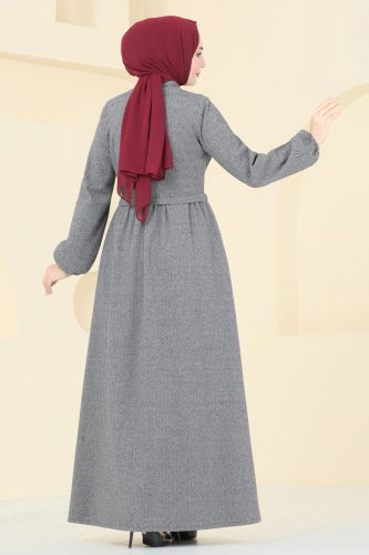 moda selvim Abaya 22031UKB139 Gray - Thumbnail