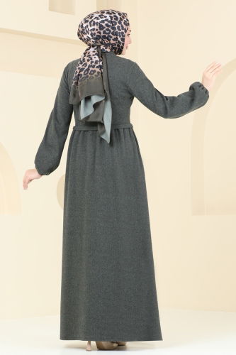 moda selvim Abaya 22031UKB139 Khaki - Thumbnail