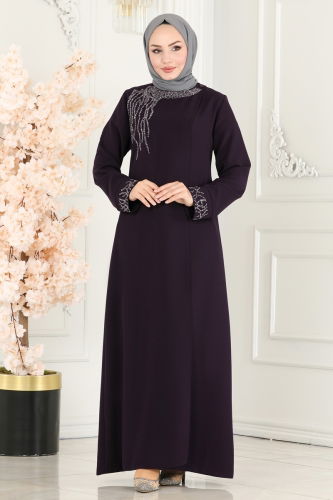 moda selvim Abaya 2211EDM718 Damson - Thumbnail