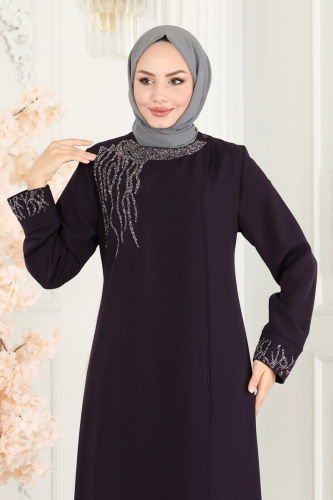 moda selvim Abaya 2211EDM718 Damson - Thumbnail