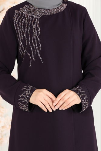 moda selvim Abaya 2211EDM718 Damson - Thumbnail