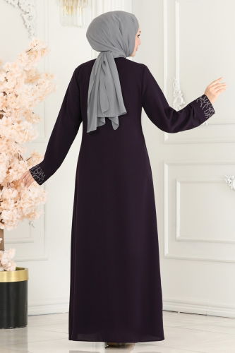 moda selvim Abaya 2211EDM718 Damson - Thumbnail