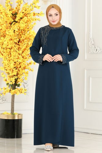 moda selvim Abaya 2211EDM718 Indigo - Thumbnail