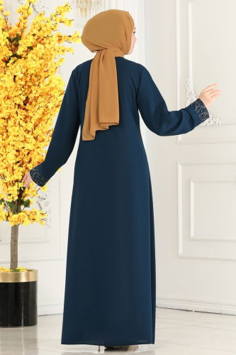 moda selvim Abaya 2211EDM718 Indigo - Thumbnail