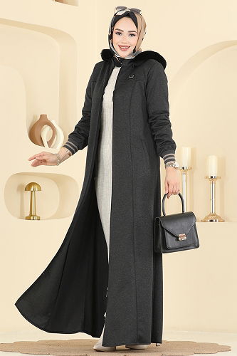 moda selvim Abaya 2229OZT1013 Anthracite - Thumbnail