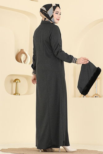 moda selvim Abaya 2229OZT1013 Anthracite - Thumbnail