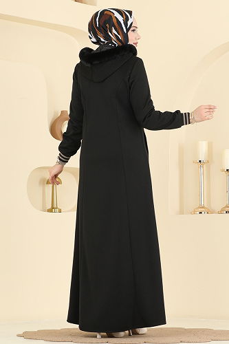 moda selvim Abaya 2229OZT1013 Black - Thumbnail