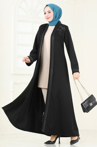 moda selvim Abaya 2247EDM718 Black - Thumbnail