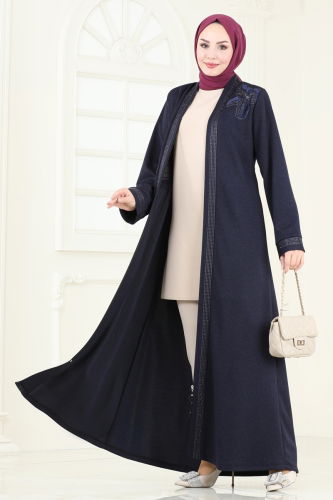 moda selvim Abaya 2247EDM718 Navy Blue - Thumbnail