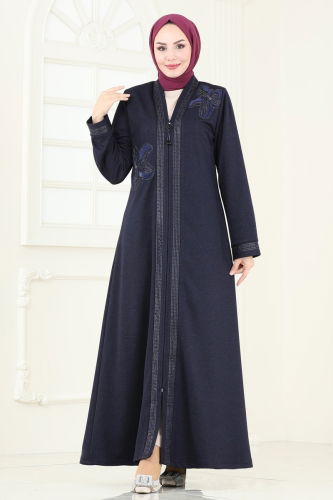 moda selvim Abaya 2247EDM718 Navy Blue - Thumbnail