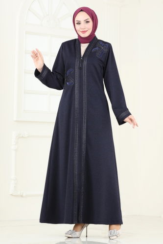 moda selvim Abaya 2247EDM718 Navy Blue - Thumbnail