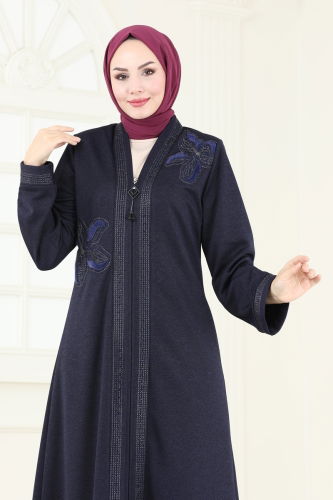 moda selvim Abaya 2247EDM718 Navy Blue - Thumbnail