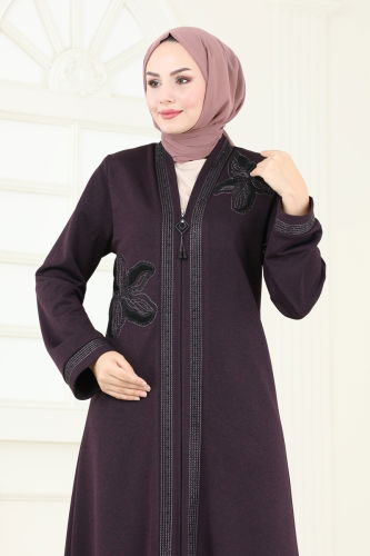 moda selvim Abaya 2247EDM718 Purple - Thumbnail