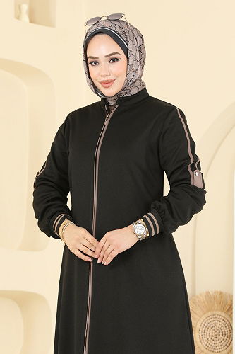 moda selvim Abaya 2252OZT1013 Black - Thumbnail