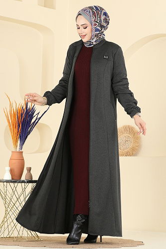 moda selvim Abaya 2281OZT1013 Anthracite - Thumbnail