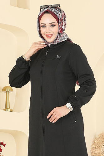 moda selvim Abaya 2281OZT1013 Black - Thumbnail