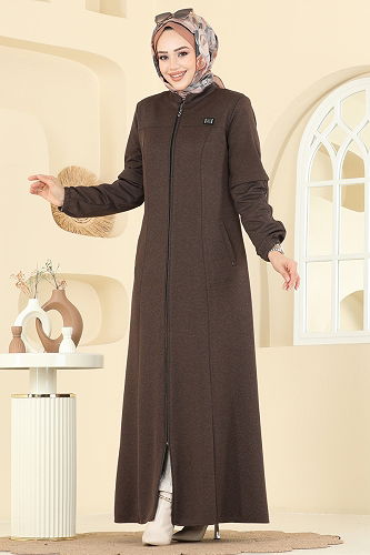 moda selvim Abaya 2281OZT1013 Brown - Thumbnail